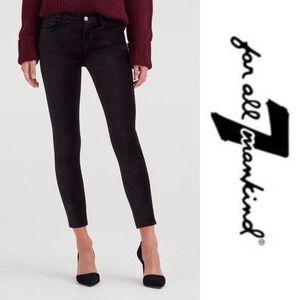 7FAM 7 For All Mankind Stretch Black Velvet Skinny Ankle Jean 25